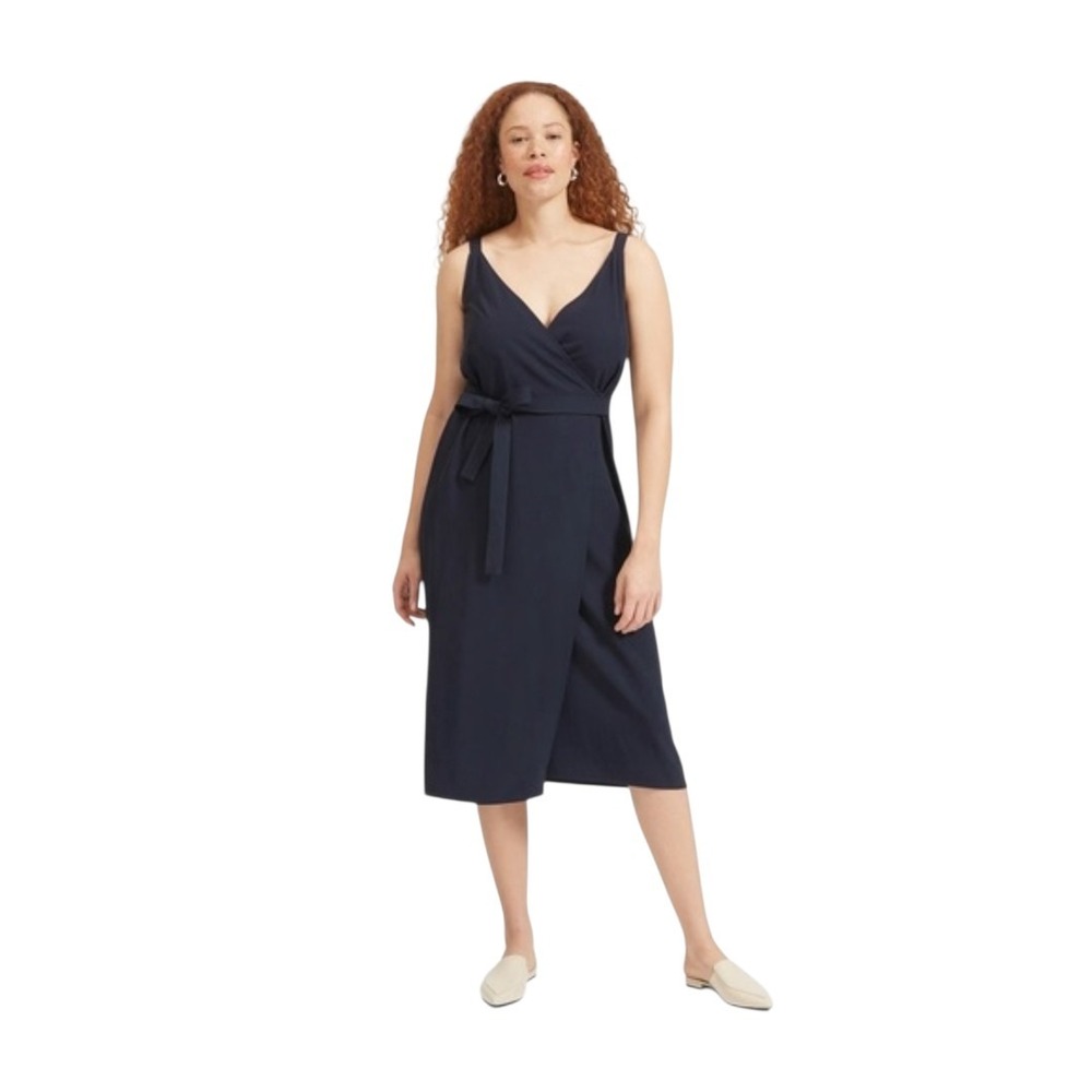 Everlane Size 6 The Japanese GoWeave Tank Wrap Dress Black Lightweight Modern 🖤